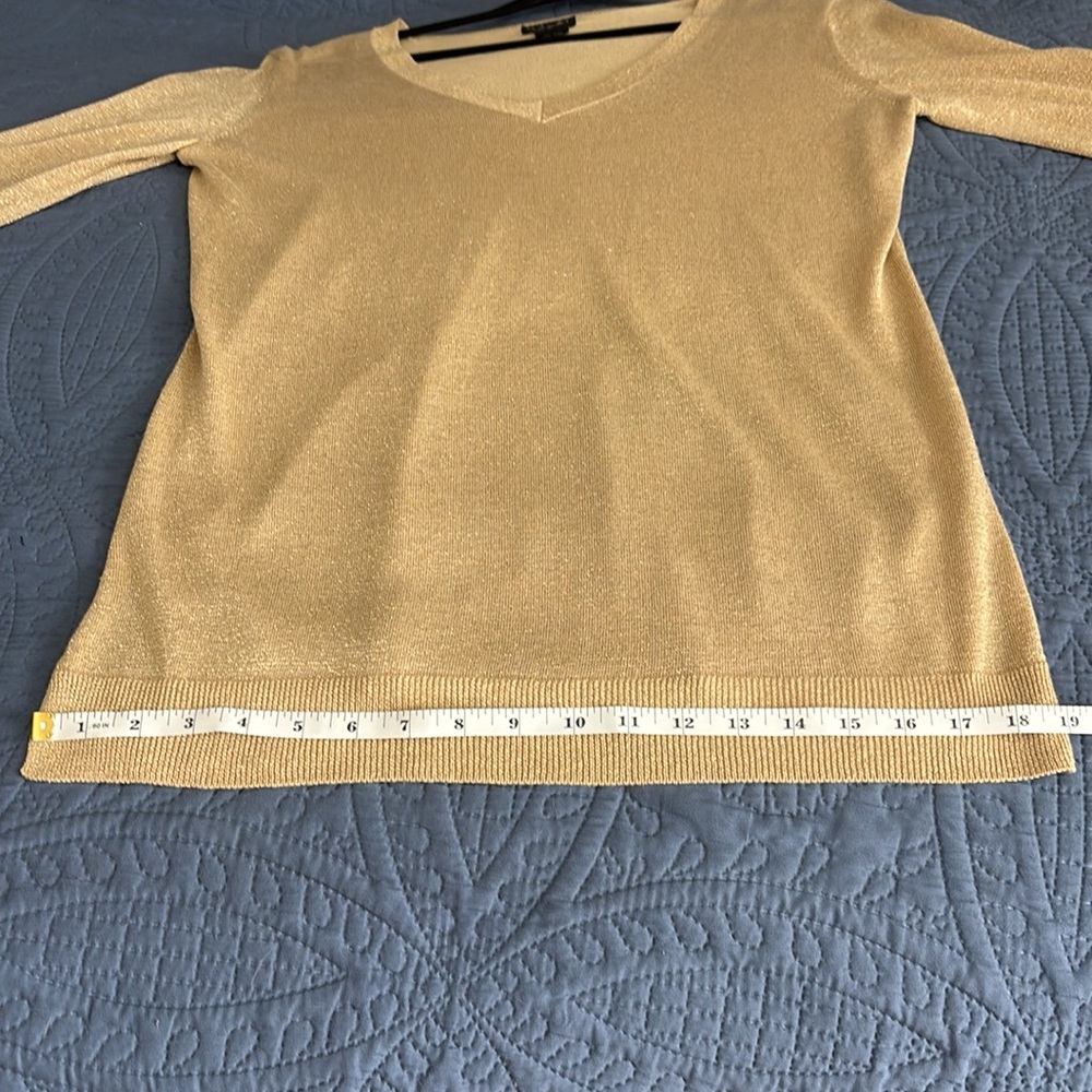 NWT Rafaella Women’s Gold Metallic V-Neck Sweater – Size Large - Picture 12 of 12